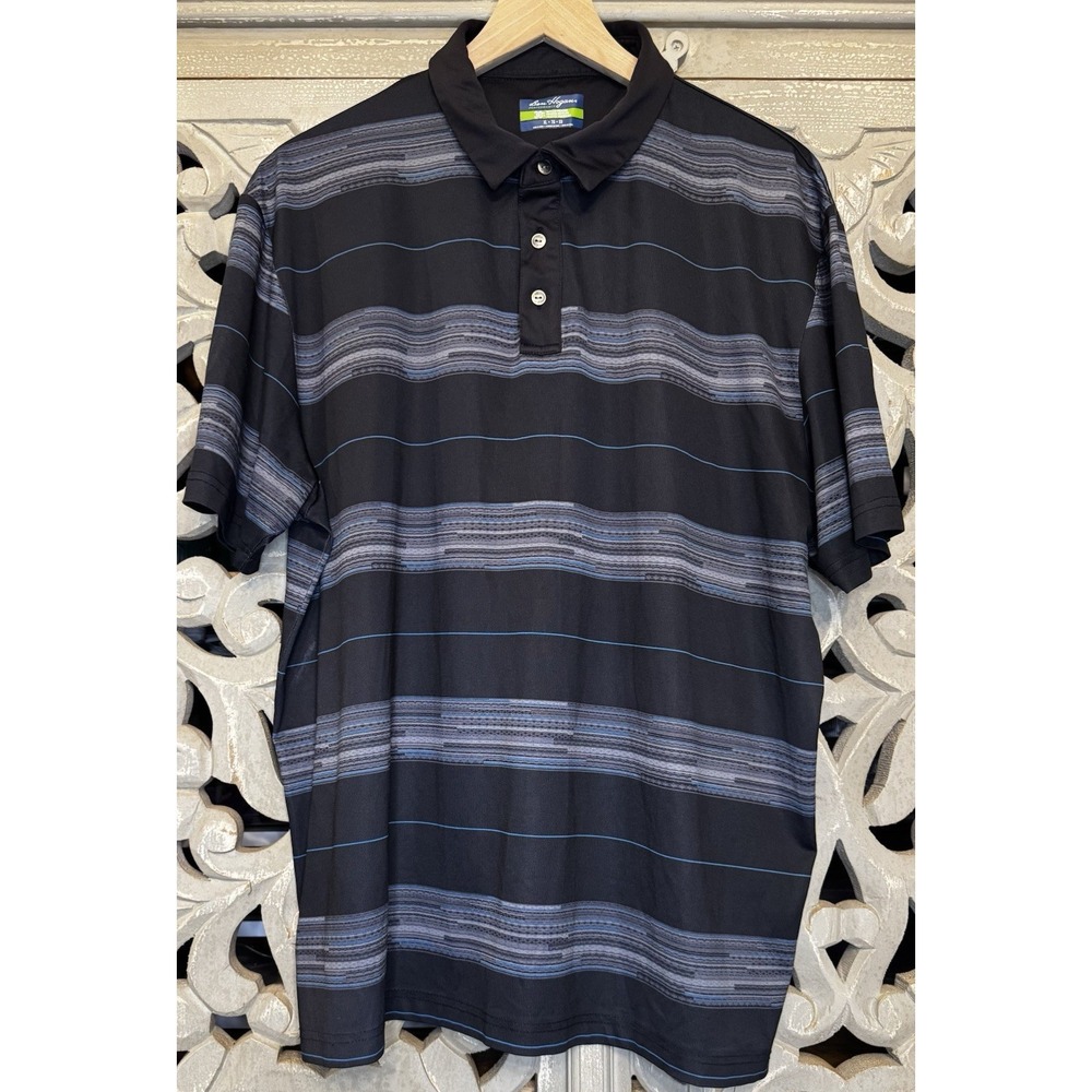Ben Hogan Performance Golf Polo Shirt Men's XL Black Blue Striped Performance